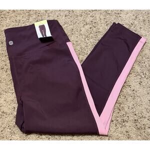 Tangerine Women's High Waist Active Rib Leggings Color:Port Size: Large